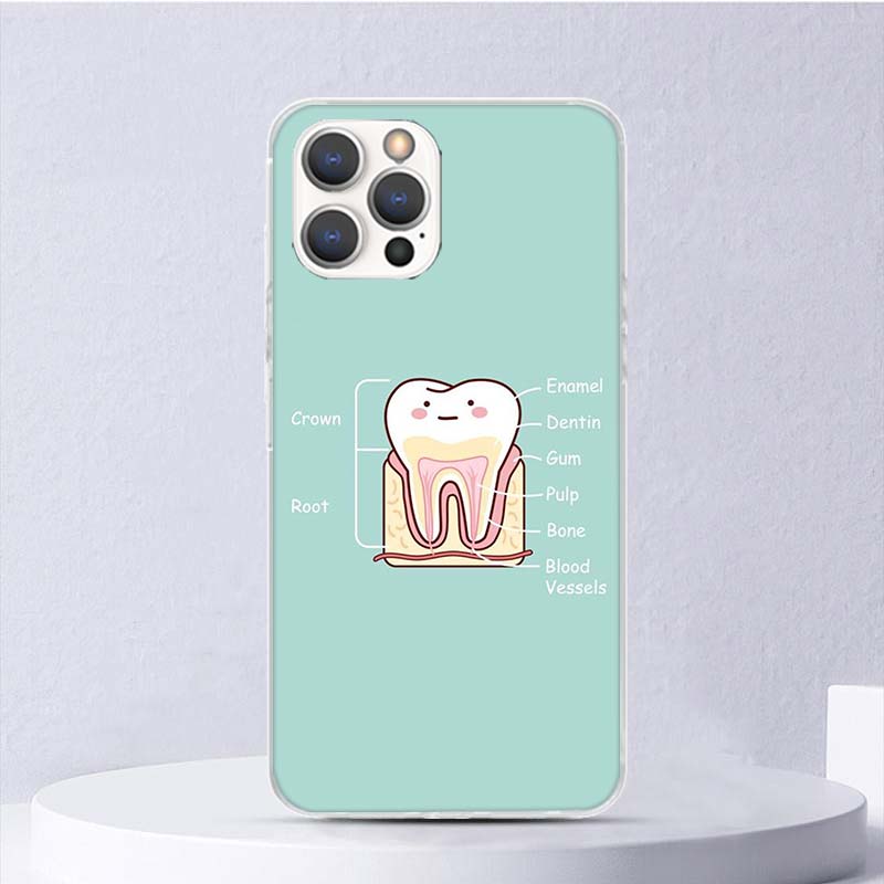 Wisdom Teeth Dentist Tooth Soft Case For iPhone 16 17 Air 16E 15 Plus 11 12 13 Mini 14 Pro Max Phone Cover Apple 7 8 SE Coque Fu