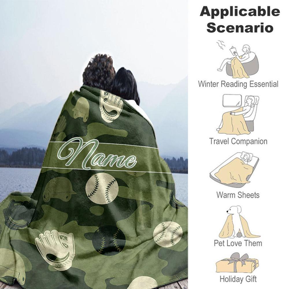 Camouflage Ball Customize Text Blanket Multi-purpose Personalized Blanket Comfortable Versatile for Bedding Chair Couch Bed Ideal for All Seasons