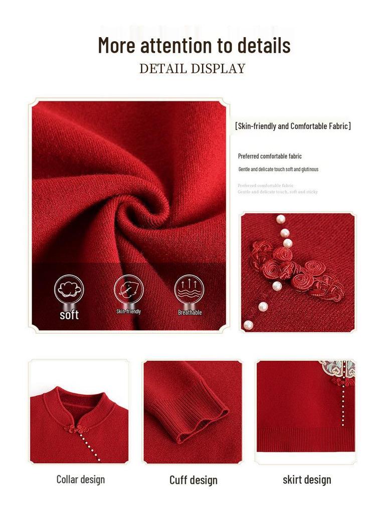 2024 Women's Plus Size Fleece-Lined Sweater for Autumn/Winter - Thick One-Piece Base Layer for Middle-Aged & Elderly Moms