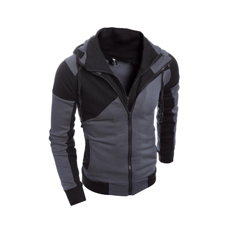 Men's Color Block Double Zipper Slim Fit Hoodie