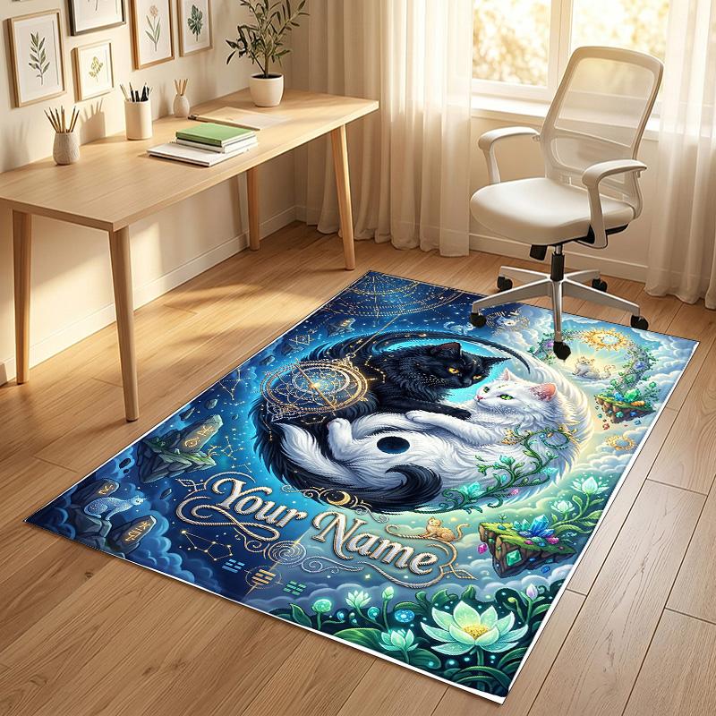 Yellow Daisies Theme Soft Crystal Velvet Rug Custom Name & Text Print Non Slip Floor Rug for Bedroom Living Room