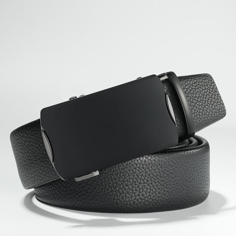 

Мужской кожаный ремень тренд новый универсальный кожаный ремень деловой кэжуал автоматическая пряжка среднего возраста молодой воловья кожа ремень мужской 130cm