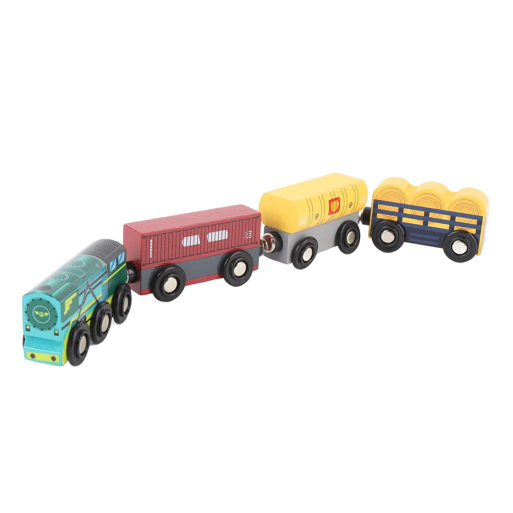 4pcs Wooden Train Set Railway Accessories Simulation Toy Train Set for Kids Toddler Over 3 Years Old