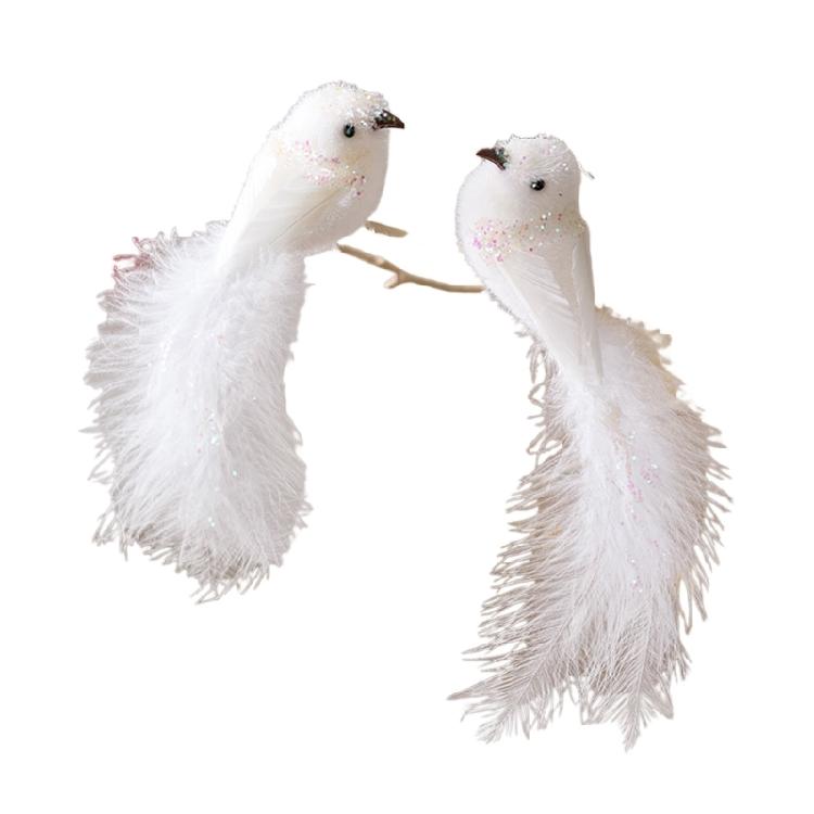 

Snowy Feathered Bird Pair Christmas Craft Decorations For Wreaths Tree Home Decoration Premium Plastic Materials Gift For Bird Lover