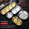 Golden Korean-Style Dual & Triple Compartment Stainless Steel Dipping Sauce Dish