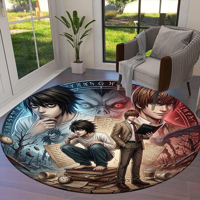 Death Note Round Area Rug Carpet Rug For Living Room Bedroom Sofa Playroom Decor Nonslip Floor Mat