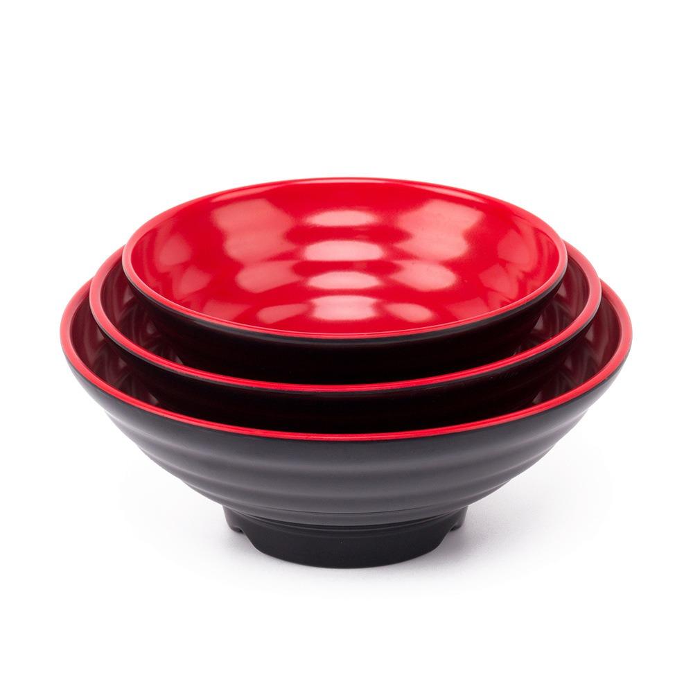 Ring Striped Pattern Ramen Bowl Red and Black Soup Bowl Rice Bowl Fruit Salad Bowl  Commercial