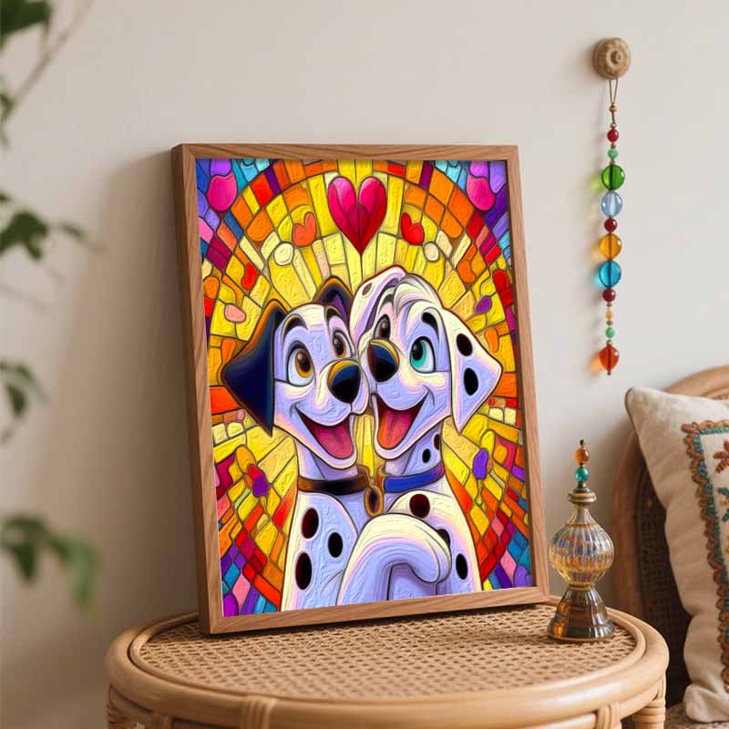 Disney DIY Painting Kit Dalmatian Dog Stained Glass Classic Style Home Decor Craft Gift Idea Art Canvas Wall Decor Painting Painting