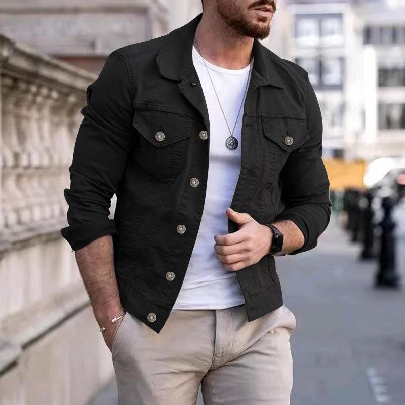 Spring Autumn Male Clothes Cowboy Jacket Men's Hip-hop Denim Jackets Streetwear Casual Cotton Classic Slim Jeans Coat