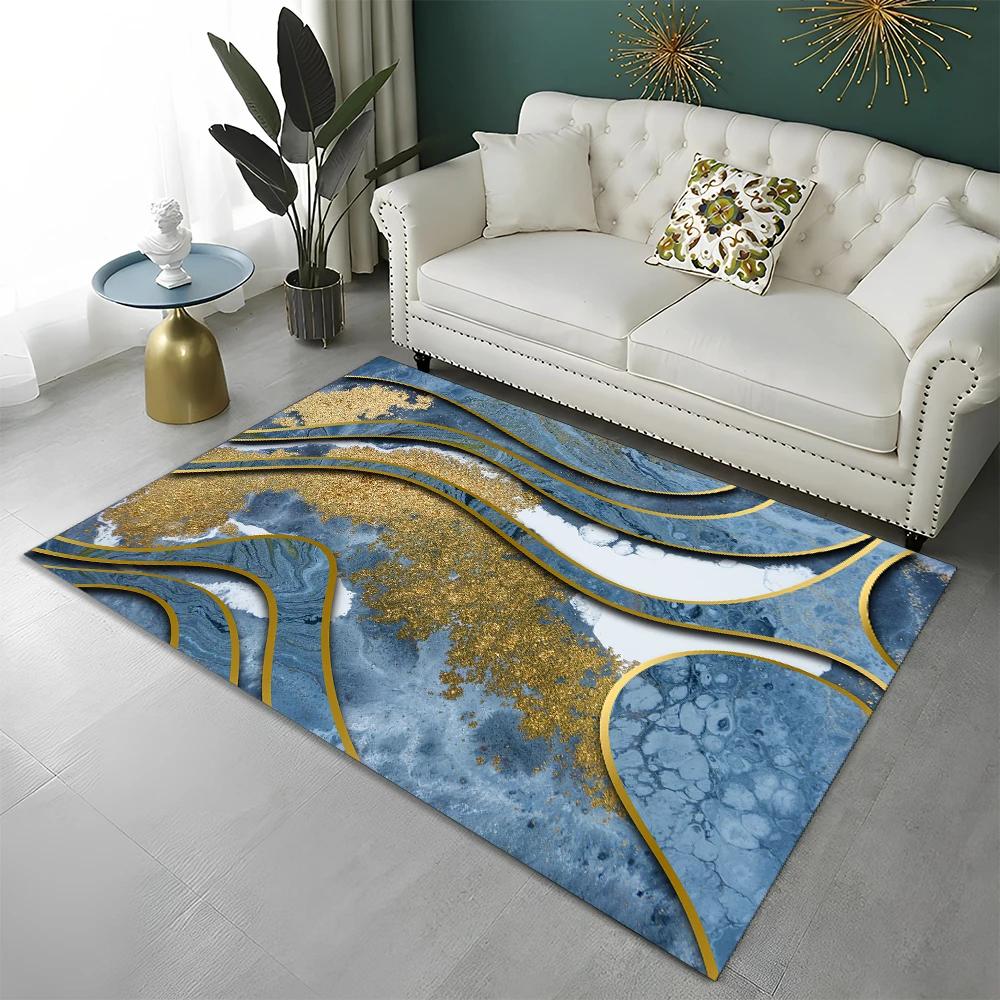 3D Colour Splendid Gold Nordic Marble Carpet Rug for Home Living Room Bedroom Sofa Doormat Decor,kid Area Rug Non-slip Floor Mat