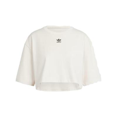 Originals Essential Logo Printed Round Neck Loose Short Sleeve T-Shirt Women Tops White IR5976