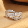 Cute Female White Zircon Stone Silver Color Wedding Rings Promise Open Adjustable Engagement  For Women