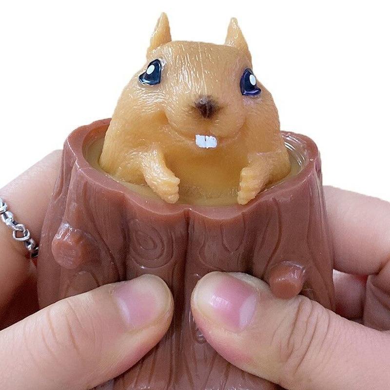 New Exotic Magic Squirrel Cup Decompression Cute Pet Squeezing Toy Squeeze Surprise Stump Animal Vent Squirrel Cup