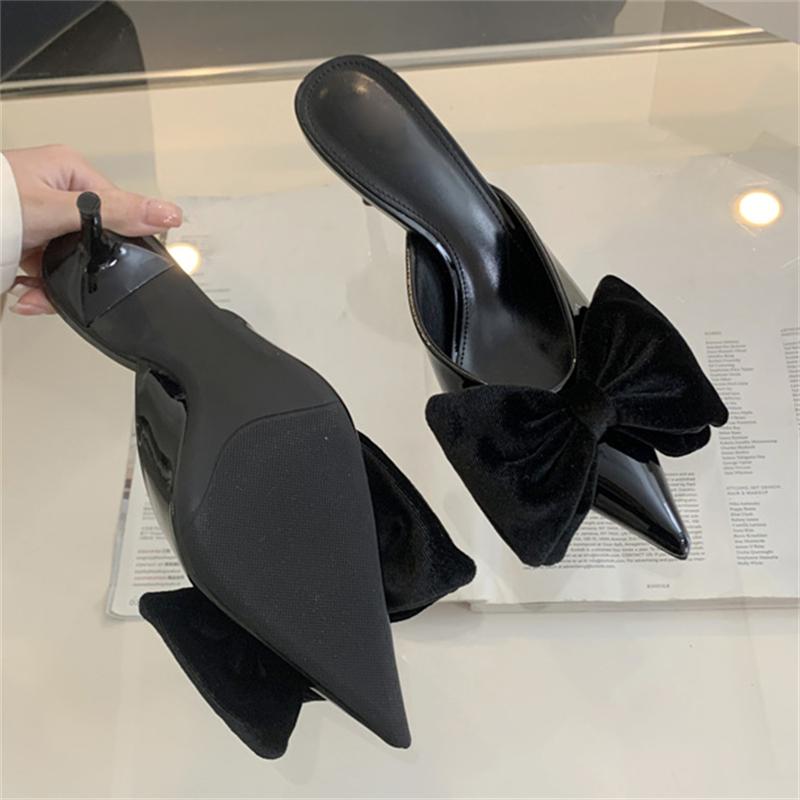 Fashion Eilyken Spring Butterfly-knot Women's Slippers Sandals Sexy Pointed Toe High Heel Pumps Ladies Stripper Mules Shoe