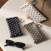 1Pc Polka Dot Eyeglass Pouch With Keychain Portable Scratch-Resistant Soft Glasses Case Storage Bag For Women Daily Use Travel