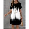 Patterns Women Mini Dresses Summer Short Sleeve Printed Plus Size Casual Comfortable Soft Dress