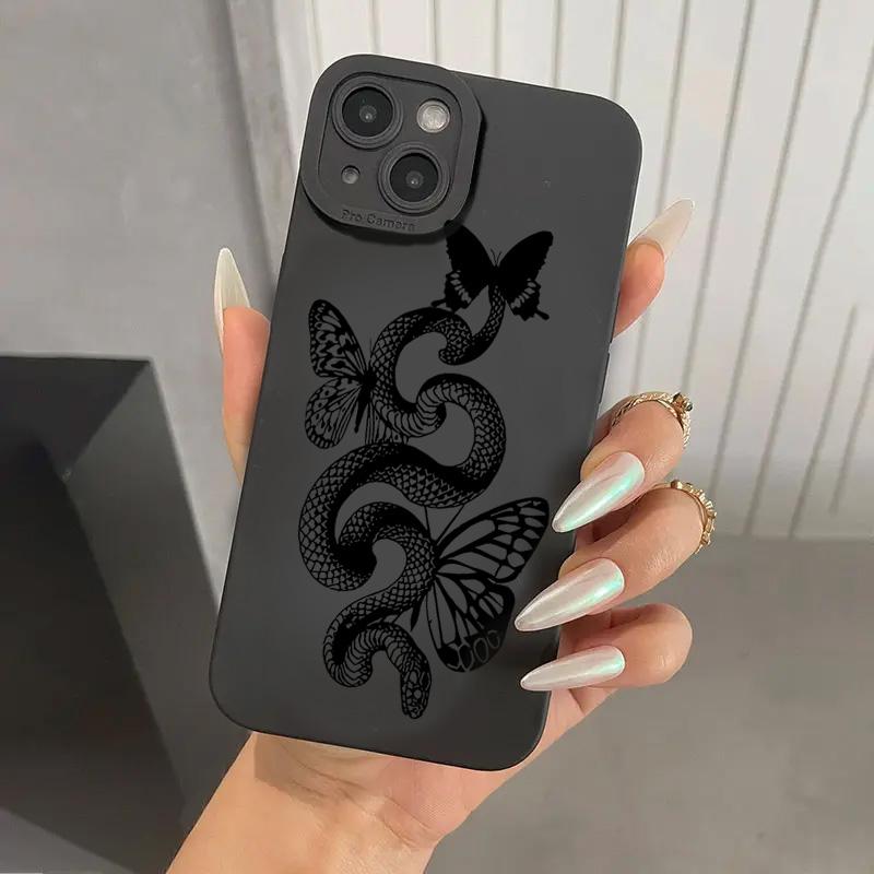 Cute Doodle Funny Snake Phone Case for iPhone 17 16E 11 12 13 14 15 16 17 Air Pro Max XS XR X 8 7 Plus SE2 Plus Matte Soft Cover