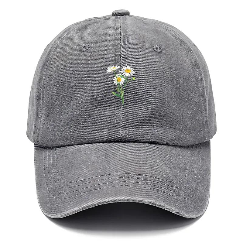 Cappellino Cotone Lavato Vintage Stile Papà Moda Streetwear Hip Hop Regolabile Per Uomo E Donna Casual Estivo Cappellino Ricamo Fiori Baseball