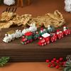 Christmas Party Table Centerpieces Wooden Train Decoration, Painted Mini Ornament with Snowman Tree Reusable Holiday Decorations Bear, Tabletop Mantel