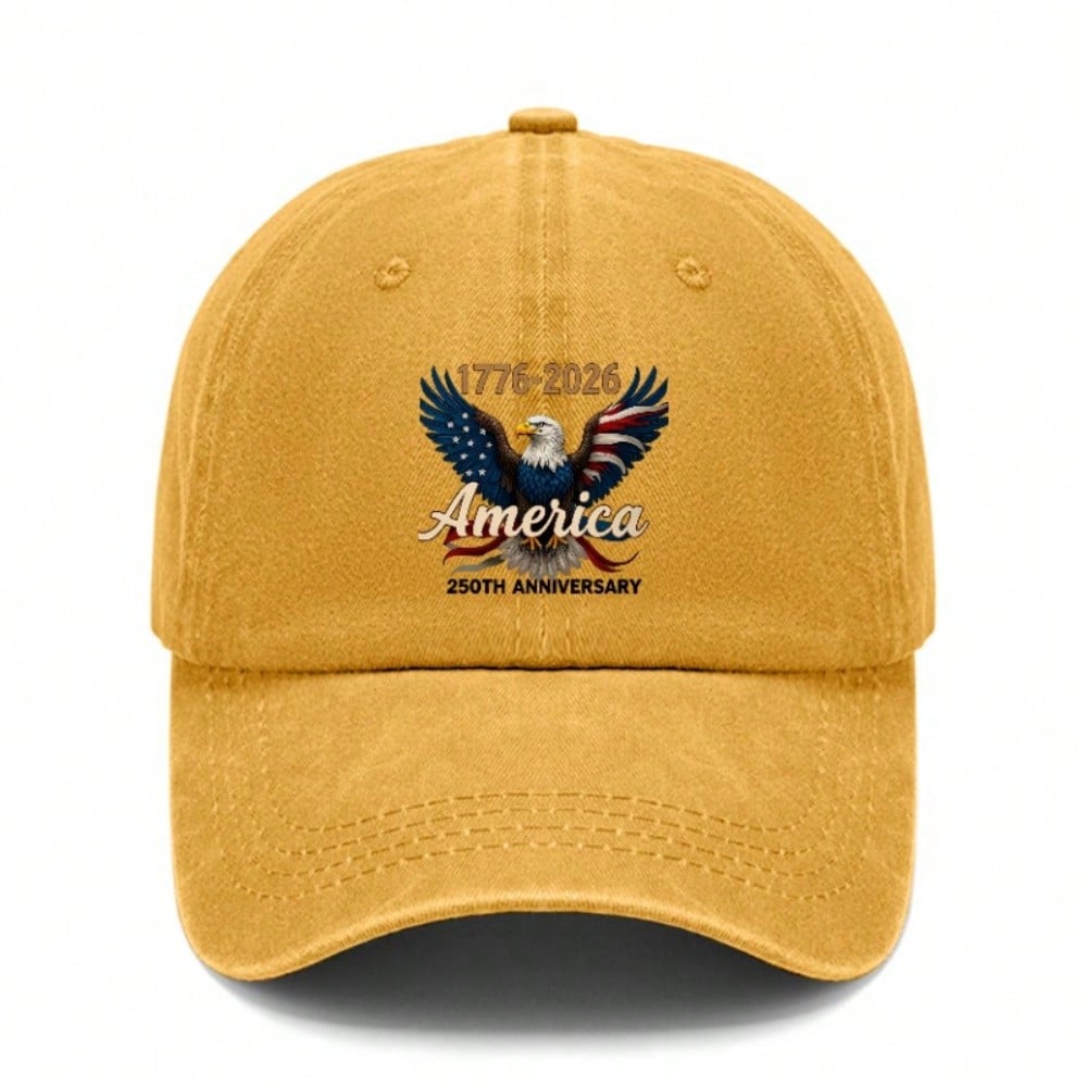 [Patriotic Baseball Cap] 250Th Anniversary AMERICA Eagle Print Polyester Adjustable Vintage Style Baseball Hat For July 4Th Independence Day Memorial