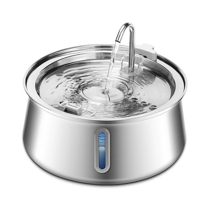 4L Stainless Steel Cat Water Fountain with Window, Automatic Filtration & Purification