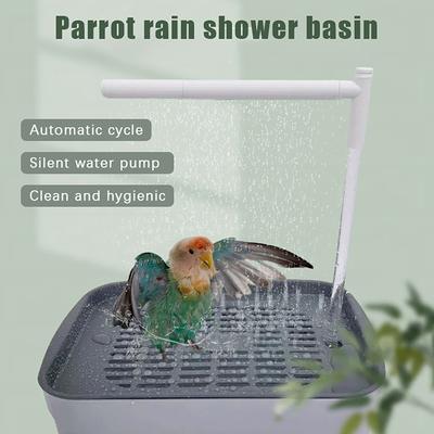 Bañera automática para loros con conexión USB, eléctrica, con agua circulante, ducha y fuente para mascotas.