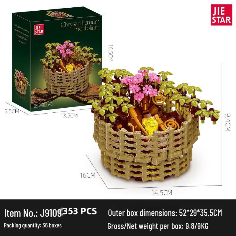 Epiphyllum Rose Bouquet Building Blocks Toy Ornament