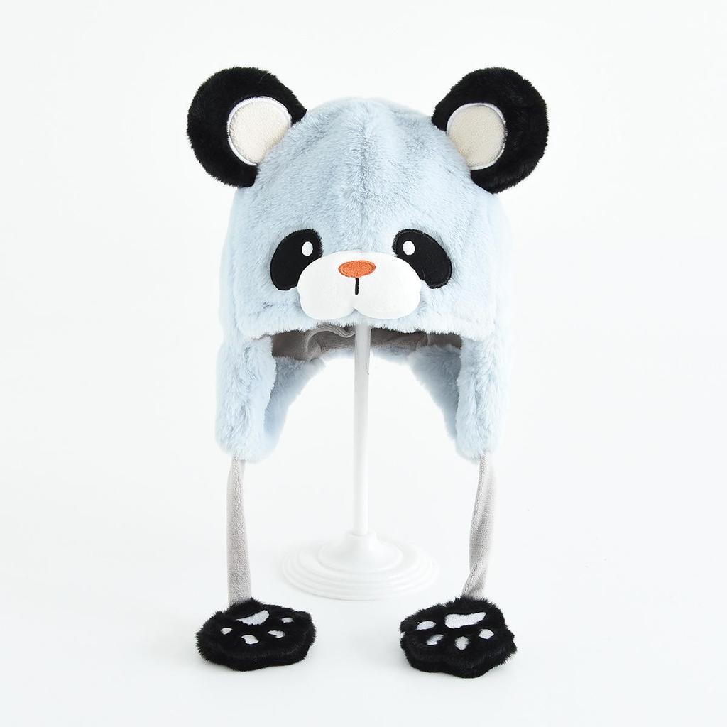 Kids' Warm Plush Hat with 3D Ears - Thick, Windproof, Ear-Protective Pullover for Autumn and Winter