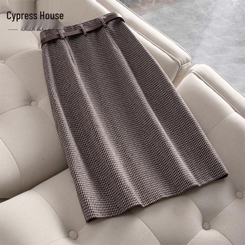 Si Bai She Houndstooth Midi Skirt S