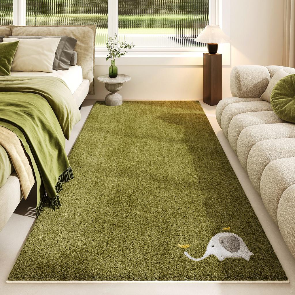 Carpet for Bedroom Non-slip Soft Dirt-resistant Bedside Floor Mat Green Lamb Pattern Rug Long Size Room Layout Decoration Mats