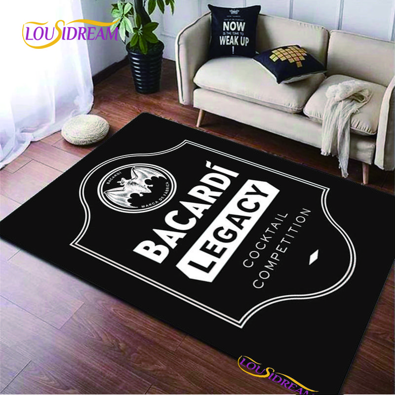 Bacardi Rum Logo Kreative Bereichsteppiche, Teppich für Wohnzimmer Schlafzimmer Heimdeko, Kinder Küche Badezimmer Rutschfeste Fußmatte Alfombra