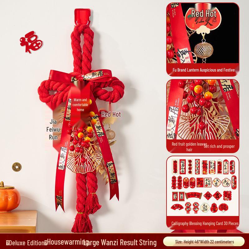 Housewarming Decor: Fu Character Door Handle Pendant Knot for New Home Ceremony