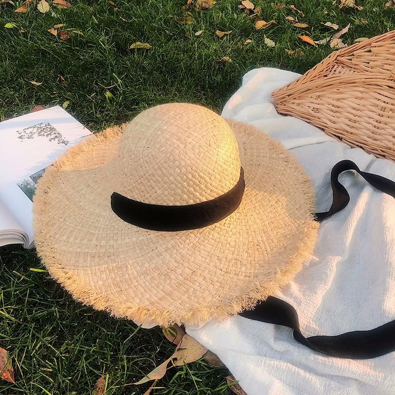 Summer Natural Raffia Sun Hat For Women Wide Brim Fashion Floppy Shade Dome Straw Hat Girl Outdoor Vacation Beach Hat Panama