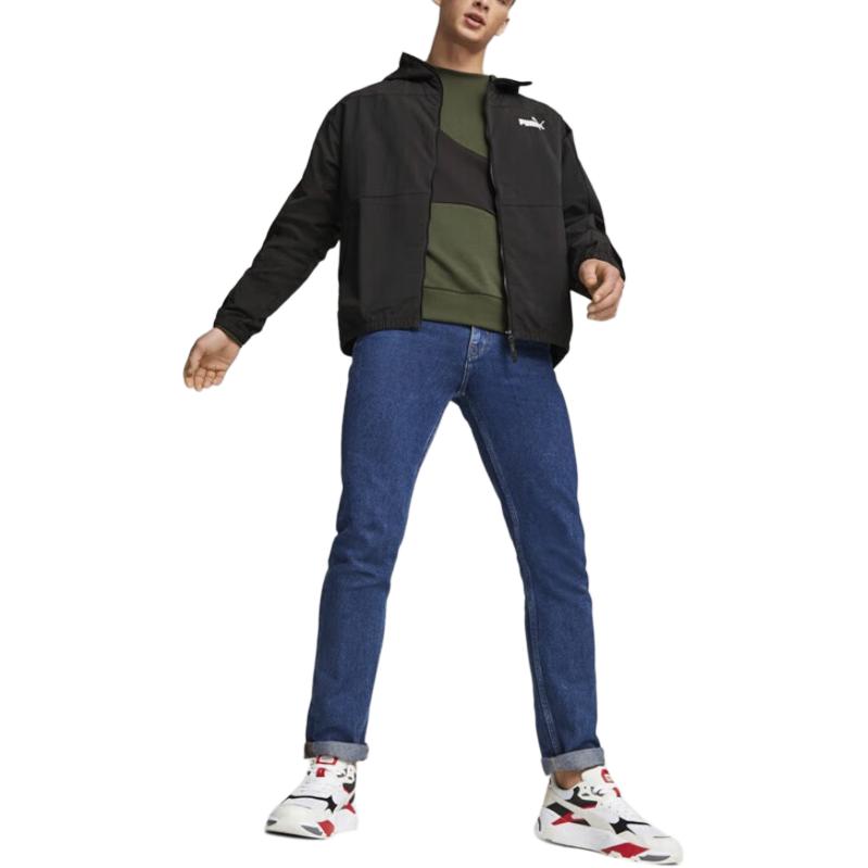 Puma Bluza z kapturem na zamek w jednolitym kolorze z logo Męskie kurtki Czarny 680350-01