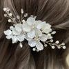 1PC Hair Clip Gift Rhinestone Daily Jewelry Women Temperament Crystal White Flower Fashion Hair Accessories Handwoven
