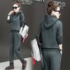 Dicker Samt Herbst und Winter Sportbekleidung Lässiger Anzug Mit Kapuze Langärmliges Sweatshirt Zweiteiliges Set