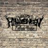 Metal Halloween Sign Custom Name Plate Door Wall Decor Black