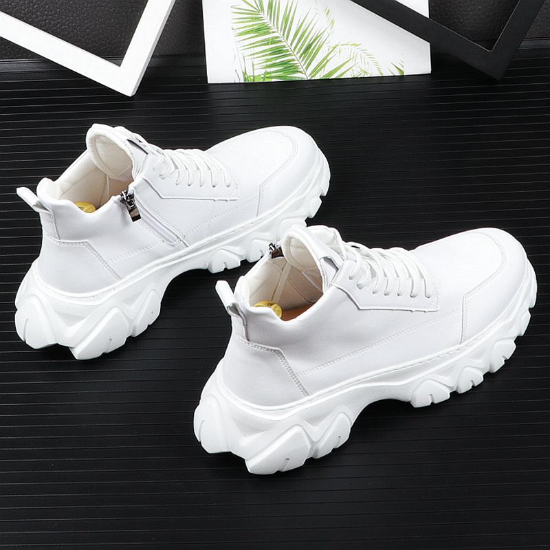 Pánské luxusní módní platformové boty Značkový designér Černé bílé boty Kovbojské Pravá kůže Tenisky Pohledné Kotníkové Botas Hombre