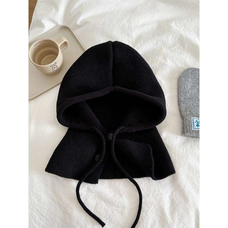 

Balacrafa Cap Women s Autumn and Winter Hooded Cap Windproof Scarf One Piece Cap Men s Knitted Cap Big Head Cap One size