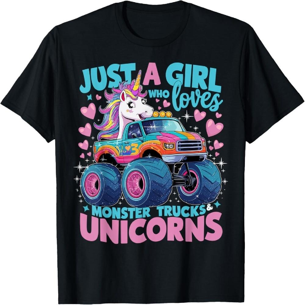 

Just a Girl Who Loves Monster Trucks and Unicorns T-Shirt XXXXXL чорний