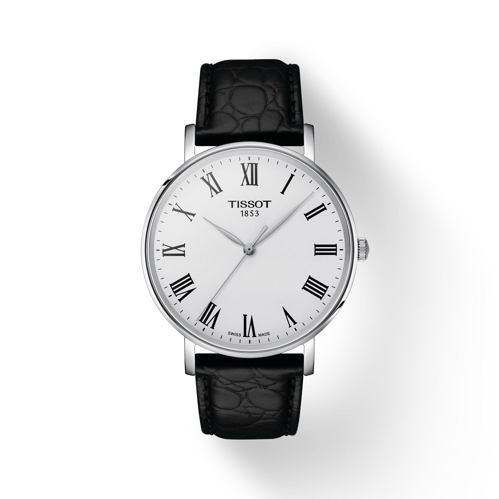 Tissot Leather Strap silver Dial Men s Fashion Watch T143.410.16.033.00 серебряный
