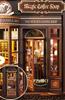 Moin Moin Dollhouse Miniature DIY Kit Set [English Instructions] Book-shaped Magic Coffee Shop - Opens with a Snap - Magic Cafe Book - Bookends - Cat