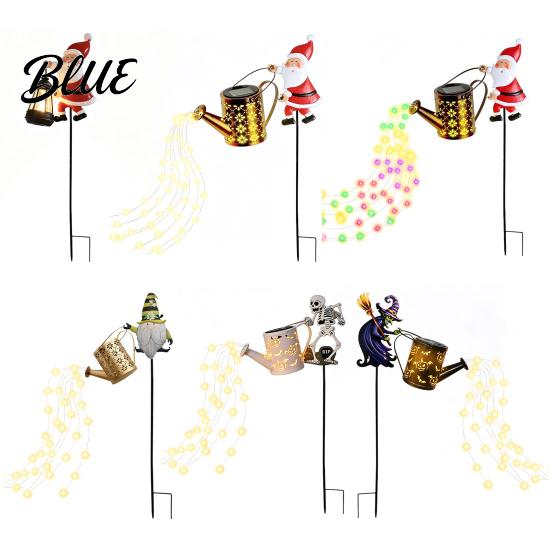 Illuminated Courtyard Decorations Solar Christmas Santa Yard Light Witch Skull Projection Garden Stake Lamp with Outdoor Lawn Ornaments for Halloween