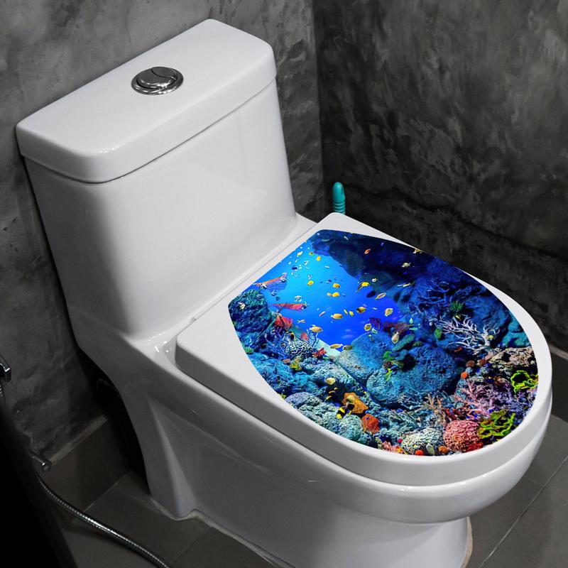 Toilet Sticker Decal Sea Theme Toilet Sticker Wall Stickers Murals Bathroom Decals Easy Maintenance Toilet Decal decoration