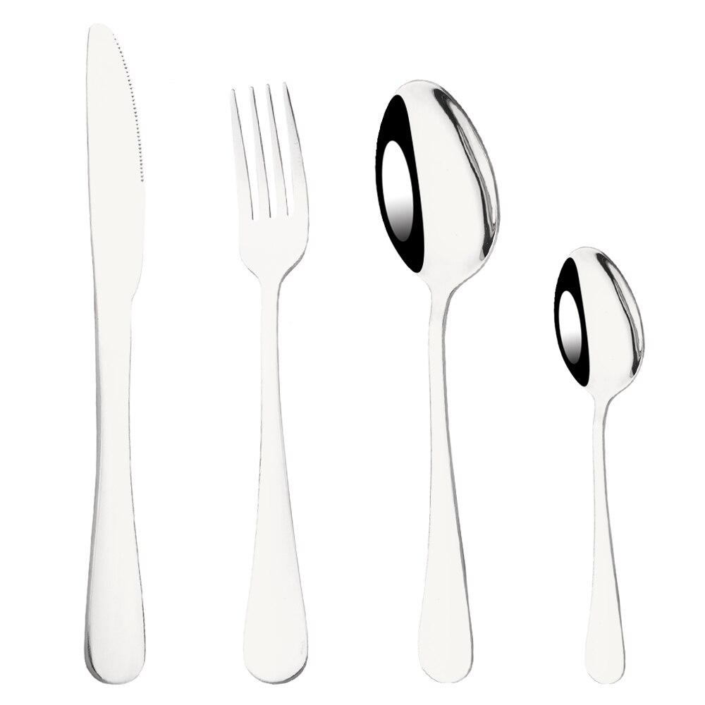 4Pcs White Gold Western Dinnerware Cutlery Set Dinner Flatware Knife Fork Spoon Stainless Steel Silverware Home Tableware Set