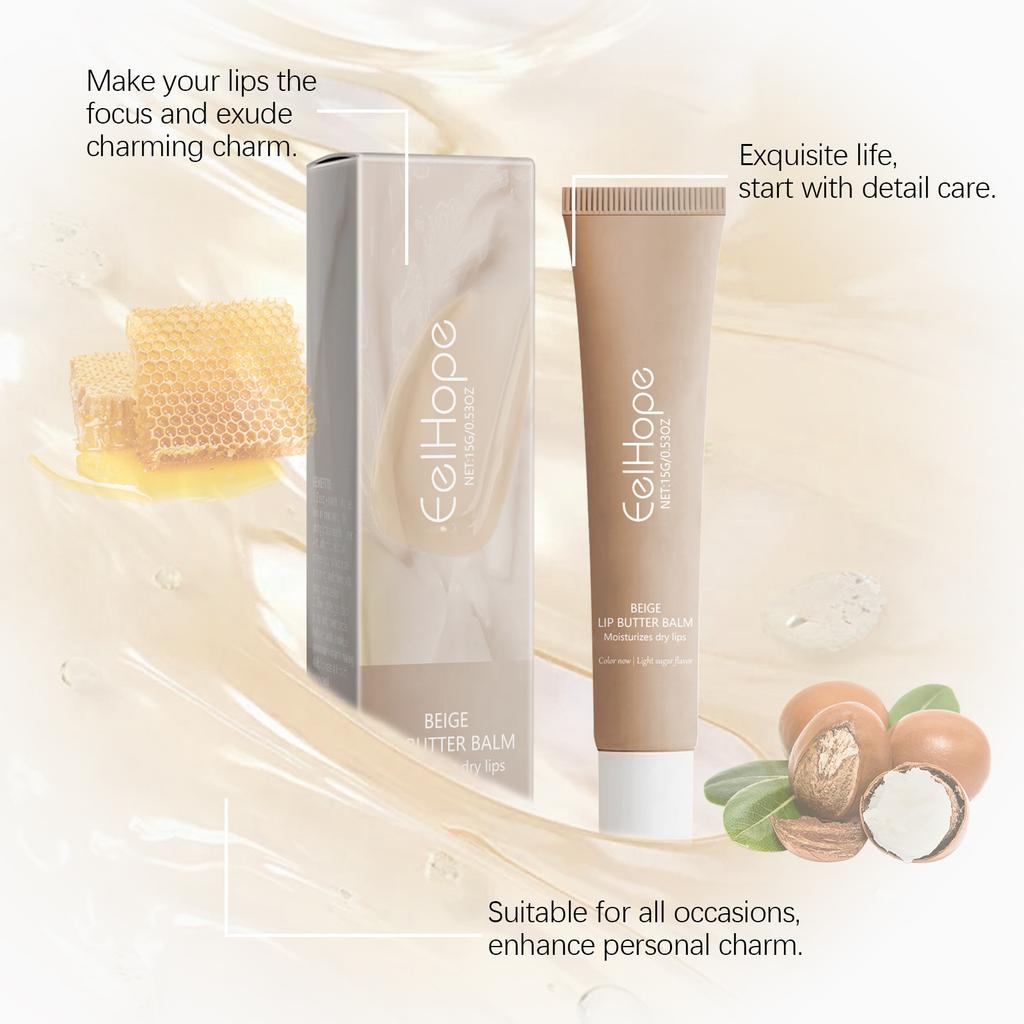 Moisturizing Beige Lip Balm Perfect for Dry Autumn and Winter Seasons. It Prevents Dry Skin and Protects Lips
