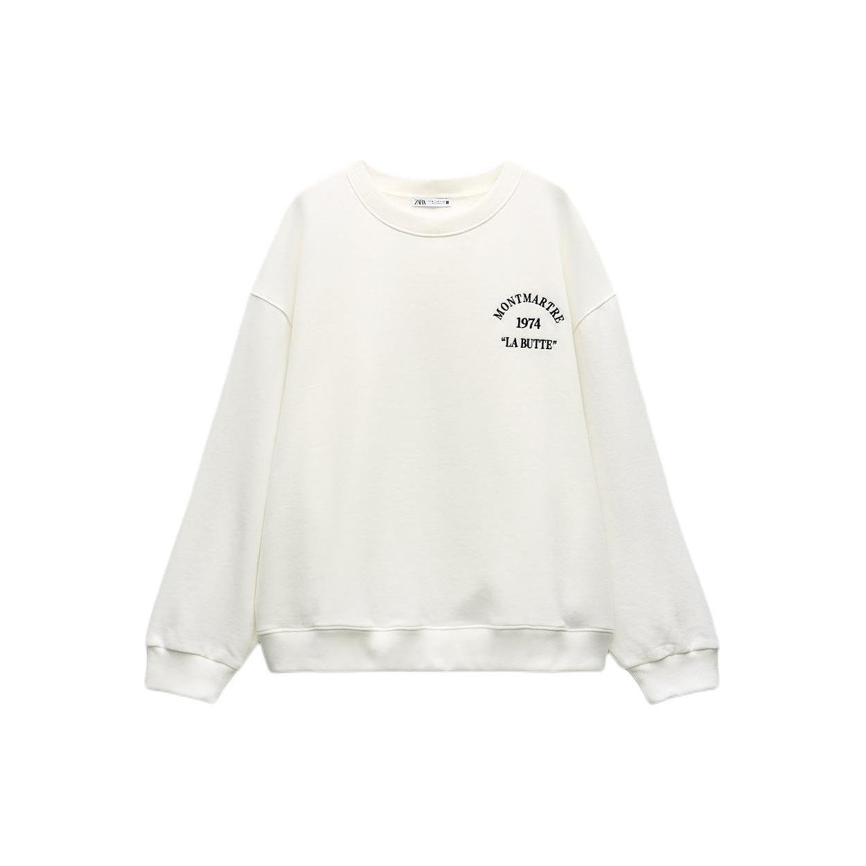 

Zara Casual Printed Loose Sweatshirt Women tops White 0264054 250 M