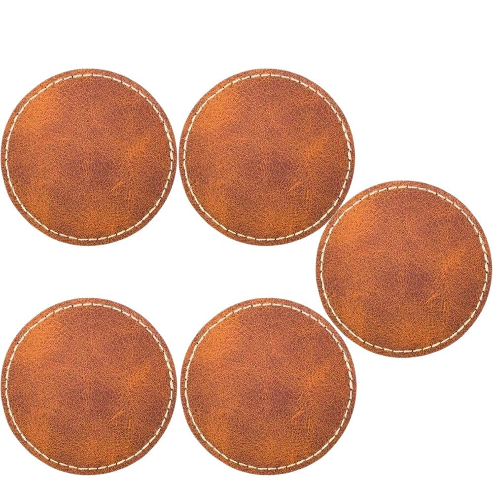 

5/10Pcs PU Leather Leatherette Hat Patches 6.5cm Handmade Artificial Leather Patches Brown Wear-resistant Durable