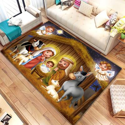 Tapis de Yoga en Polyester imprimé HD de noël, pour salon, salle à manger, dortoir, chambre à coucher, décoration de maison, livraison directe