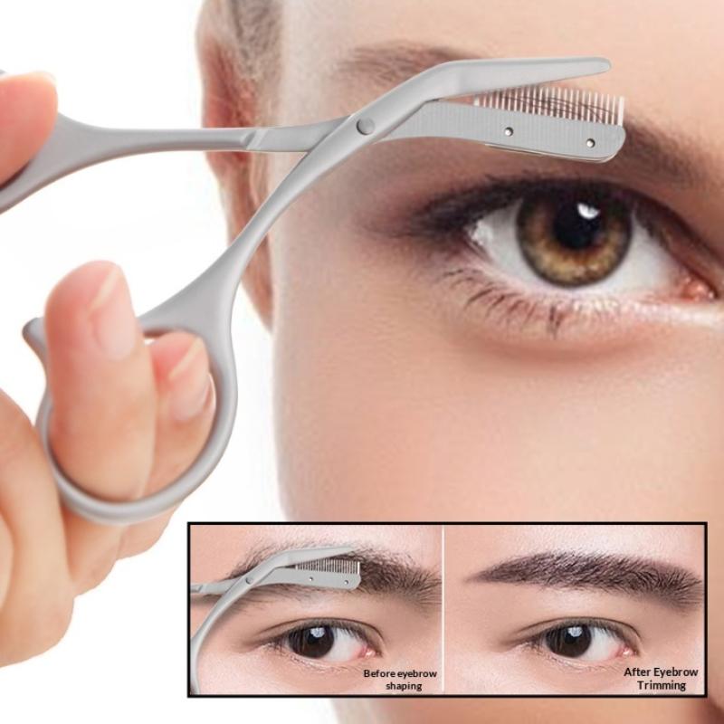Eyebrow Scissors For Men And Women Makeup Tools One Metal Texture With Comb Eyebrow Razor Beauty Scissors Stainless Steel